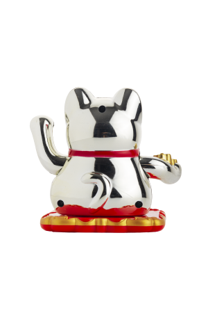 Lucky Cat Sallanan Pati̇ Güneş Enerji̇li̇- Çi̇çekli̇ Çi̇ft Kol Sallanan Tombi̇k  10.5*9.3*9.5 Cm