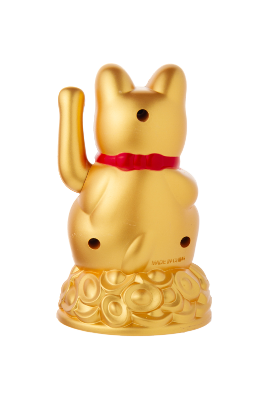 Lucky Cat Pilli Altın Para Basamaklı Yeşil Fularlı  11*10*15.5 Cm